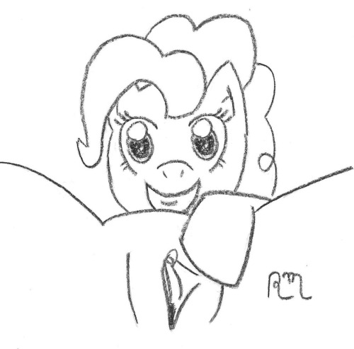 It looks like this is going to be a habit, one post per day. Here’s some Pinkie Pie for you all. Still charcoal pencil, until I discover something else that works as well with my scanner. Number 2 pencils don’t quite cut it.