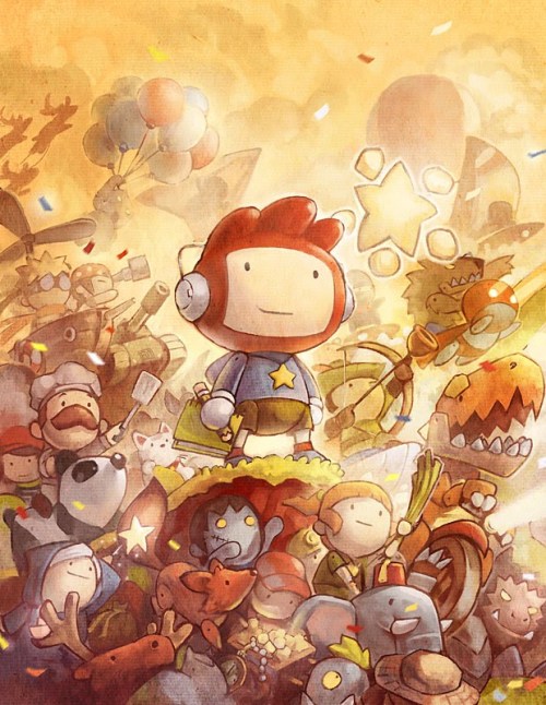 insanelygaming:  Scribblenauts Cover Created by ushio18  Never played the game but I guess this looks cute for the girls.