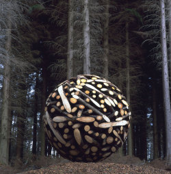 myedol:  Giant Wooden Spheres by Lee Jae-Hyo