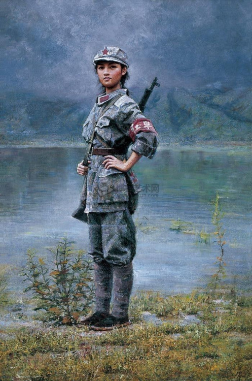 gunsandposes:Portrait of a Red Guard girl by Zhang Da Zhong.(via)