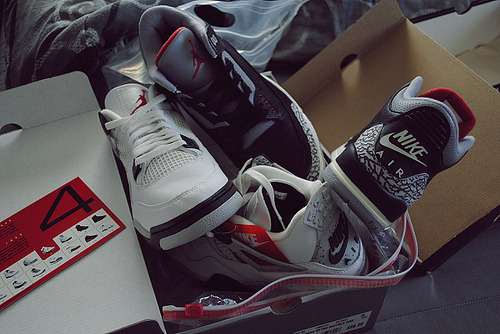 phuckindope:  Jordan white cement 4s and cement 3s 