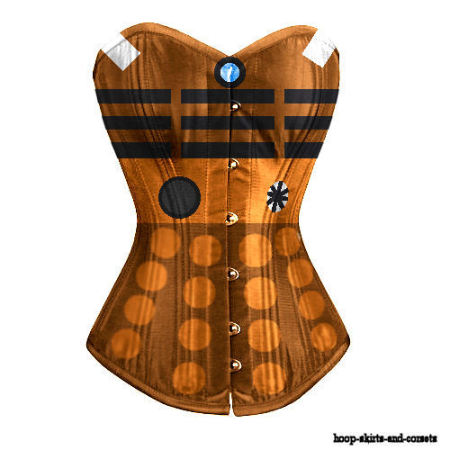 hoop-skirts-and-corsets:Corsets based off of Doctor Who Adversaries: Cybermen, Dalek, Weeping Angels