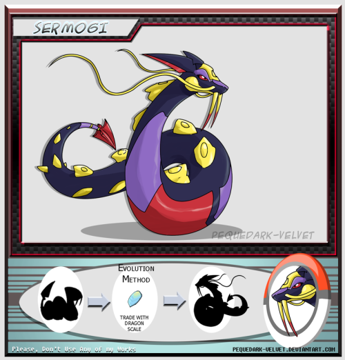 fantasticfakemon:Awesome Seviper evolution.Seviper —> Sermogi (Trade with Dragon Scale)Poison / D