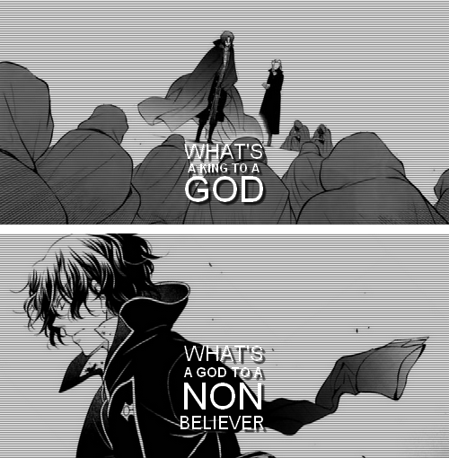 acsylia:  Human beings in a mob  What’s a mob to a king  What’s a king to a god  What’s a god to a non-believer 