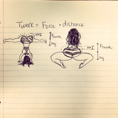 heyhagan:  The physics of twerking.  Twerk=force*distance    Remember, the value of Ftwerk will vary since the force is affected by the mass of the ass.