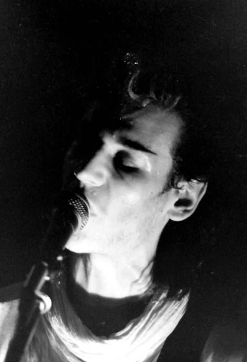 thewildswan:Daniel Ash,  Live at X-Tacy, Tones on Tail concert, Worthing, UK, 30 May 1984. Photographer: Suezan Skelton.