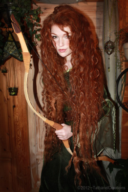 myelvenkingdom:  So… I watched ”Brave” again today, and went all berserker with all my curling irons! ;DSimply had to do a wee Merida inspired shoot ;)Thinking of making this my next cosplay!  
