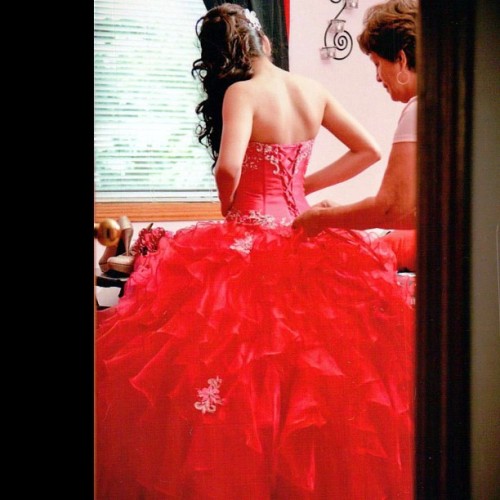 she-is-lo0ve:  I love the way my hair and dress look in this picture #quince #pink #sweet16
