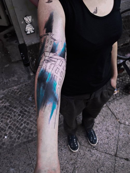 Porn photo the-starlight-hotel:  Blue house tattoo by