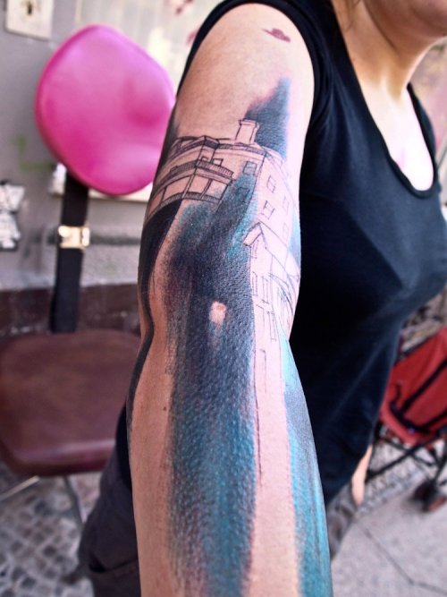 XXX the-starlight-hotel:  Blue house tattoo by photo