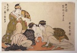 lostsplendor:  “Arm Wrestling Between Two Beauties”, Japanese Color Woodcut: 1793 via The New York Public Library 