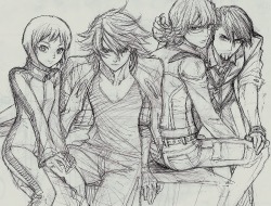 graphicabyss:   This picture is apparently official art by Ueda Hiroshi, Tiger &amp; Bunny’s manga series illustrator…  So many feels…. Found it thanks to this awesome article. It has the full analysis of all the gay in T&amp;B. Anyone who