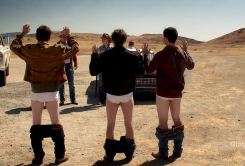 Vegas TV Show S01E06 Three men with their pants down in tighty whities.