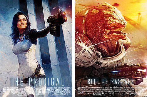 talialghoul:  mass effect 2 loyalty missions film postersoriginal art by: benjamin