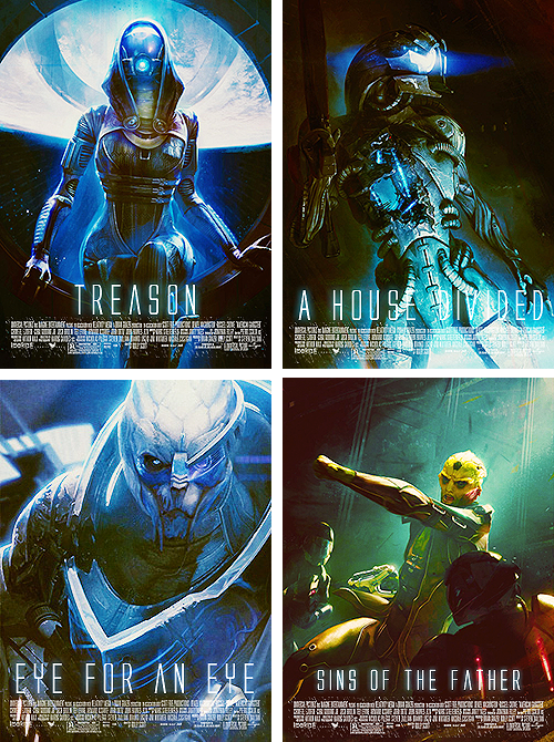 talialghoul:  mass effect 2 loyalty missions film postersoriginal art by: benjamin huen [x]  