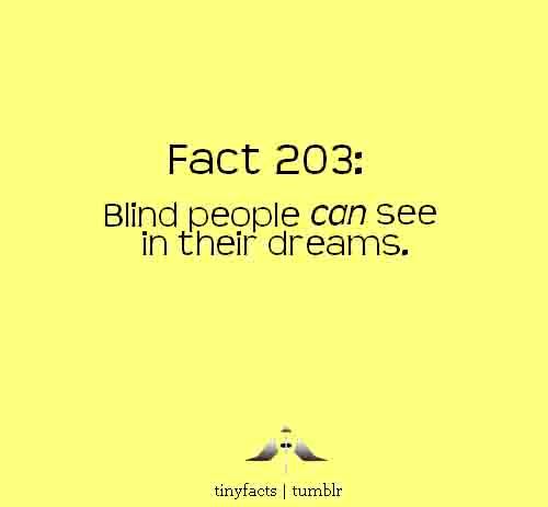 tinyfacts:  Blind people can see in their dreams only if they were blind after birth.