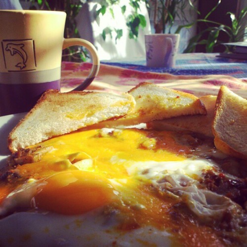 Breakfast. #bread #garlic #salt #pepper #androidonly #foodrev #foodstagram #food #milk #mushroom #eg