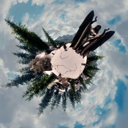 saveroomminibar:  “Planetesimals” Video Game Plantets by Midhras on Flickr. Panorama’s from Skyrim, 