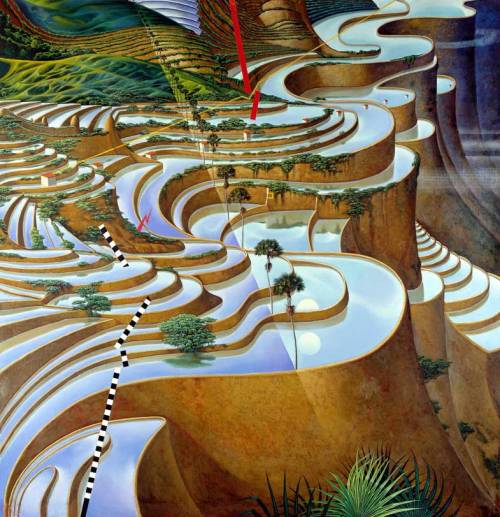 2headedsnake:   Mati Klarwein Soundscape (1982)    Mische Technique (layers of oil and tempera on primed canvas) 249 x 238 cm 