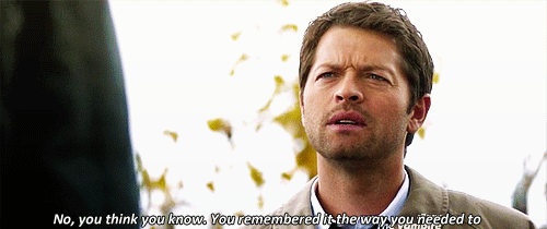 DEAN MADE A FAUX MEMORY BECAUSE HE’D RATHER BEAR THE GUILT OF NOT BEING ABLE TO SAVE CASTHAN BEAR TH