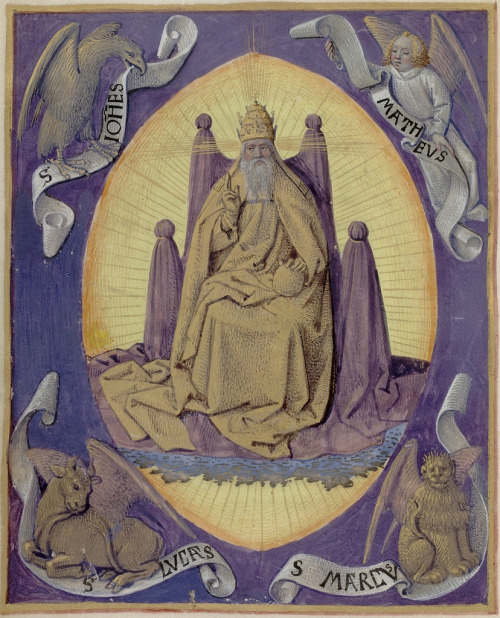 archivalia: God the Father with symbols of the four Evangelists in the corners 13v (von peacay) - Pa