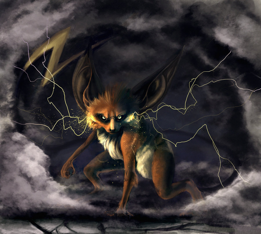youngjusticer:  Digital painting of the evolved form of Pikachu. Raichu, by LancerMoo.