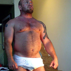 hellooodaddy:  bearstuffer:  raging-heaven:  guysthatgetmehard:  beef in briefs  god,so sexy   His baby bulge is starting to show    Getyer Roxoff in TO said: This is, to me, the PERFECT man!!!