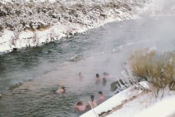 This Is Called The Boiling River.  There Is A Hot River On A Cliff That Runs Parallel