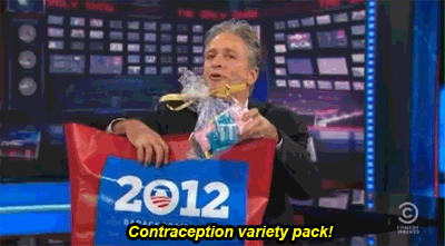 gifsfln:  Jon Stewart unpacks his bag of Obama gifts. Follow GIFs From Last Night on Twitter | Tumblr