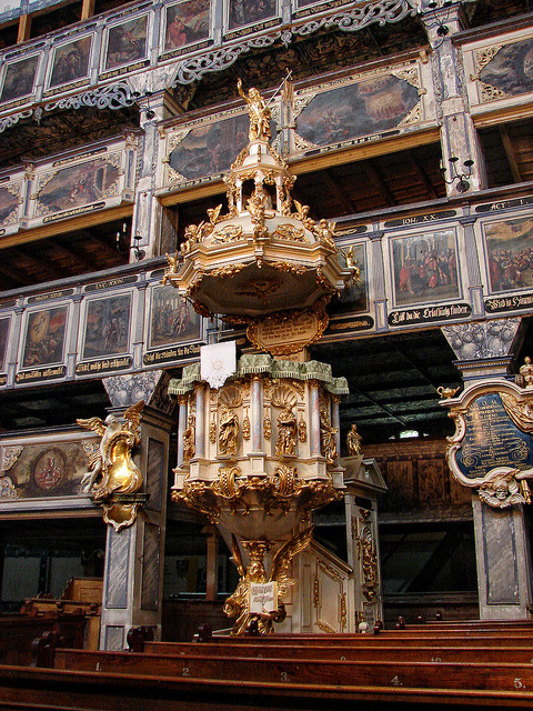 Architecture inside Church of Peace, a Unesco World Heritage Site in Jawor, Poland (by Qriozoom).]]>