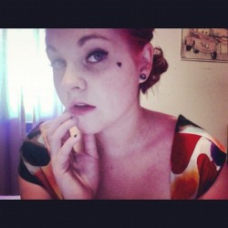 b-i-gboottybitches:  Okay one more face spam picture. #facetattoo #tattoo #facespam #pinup #redhair #bodymods