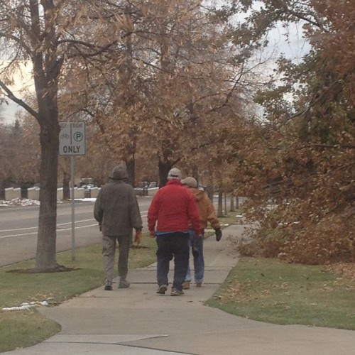 I see these 3 old men walking the temple every morning. We wave to each other. It makes my day. #cre