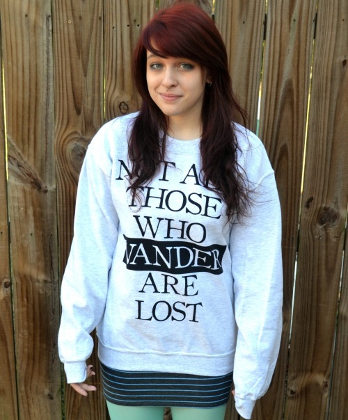 wickedclothes:  BACK IN STOCK: Wicked Clothes is proud to present our first sweater and our latest item: the ‘Those Who Wander’ Sweater! These flew off the shelves last time, so if you want one, order as quickly as you can! On top of being on sale