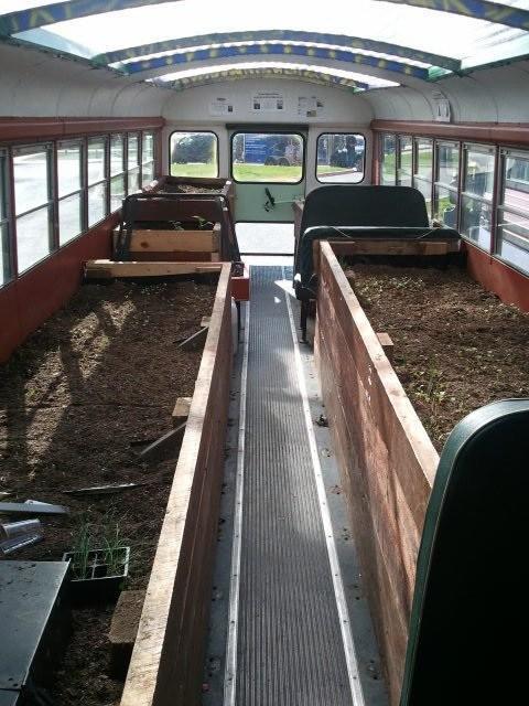 urbanhedgerow: The beginnings of a school bus conversion into a mobile garden! I&rsquo;m a sucke