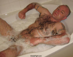 wrestlerswrestlingphotos:  wet daddie soaking bath tub soapy chest