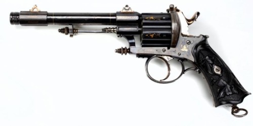 rareantiqueandbeautifulfirearms:Colard Belgian double action 12 mm pinfire revolver, ~ 1870-1880. De