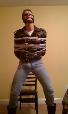 jhardcastle82:  That time I was tied up and was sporting the most perfect bulge ever in tight jeans