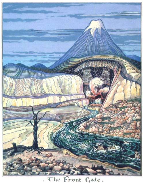 elrondsdaughter:J.R.R. Tolkien: The Front GateFrom the southern slopes of the Lonely Mountain, two l