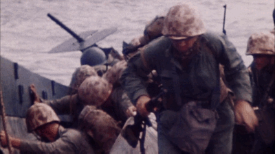 georgy-konstantinovich-zhukov:  The Marines hit the beaches at Iwo Jima. 