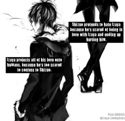 shizaya-confessions:  Izaya projects all