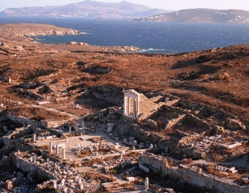 archaicwonder:  Delos, Greece In ancient Greek mythology, Delos was said to be the birthplace of Apollo, the son of Zeus. The Mycenaeans were the first to recognize the island as a holy place but the major development of the island began when the Ionians