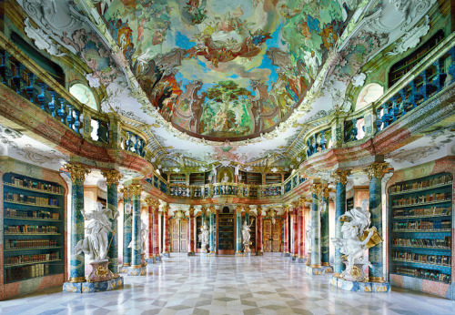 The beautiful library of Wiblingen Abbey in Ulm, Germany (via www.webodysseum.com).