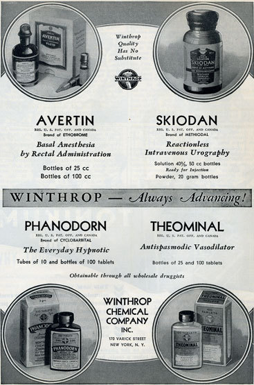 ~ Winthrop Chemical Co. Inc., c. 1930-1932via Vintage Ads LiveJournal“PHANODORN: The Everyday 