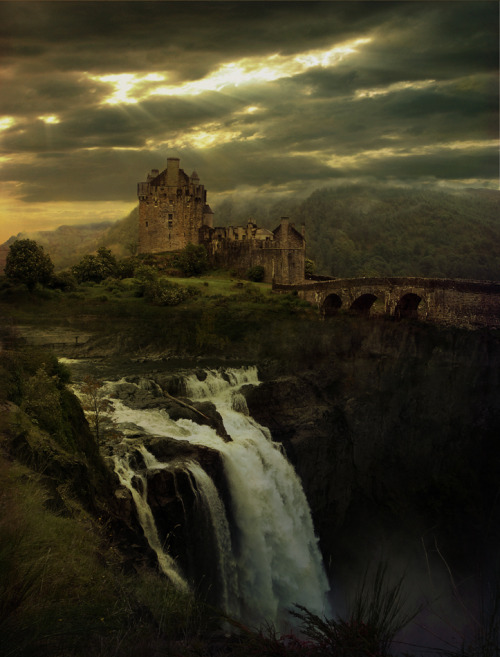 waterchild09:  Castle and Falls by *kuzy62 