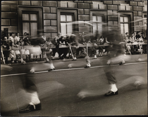 adanvc:  Marching Ghosts. Columbus Day Parade, New York, 1945. by Lois Hobart