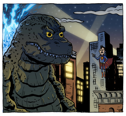 chrishaley:  Here I have drawn GODZILLA and adult photos