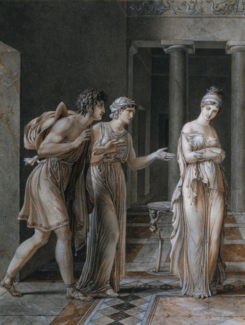 artgif:Anne-Louis Girodet de Roussy-Trioson, The Meeting of Orestes and Hermione, c. 1800