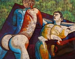 Rick Herold - Sunbathing Male Nudes Enamel