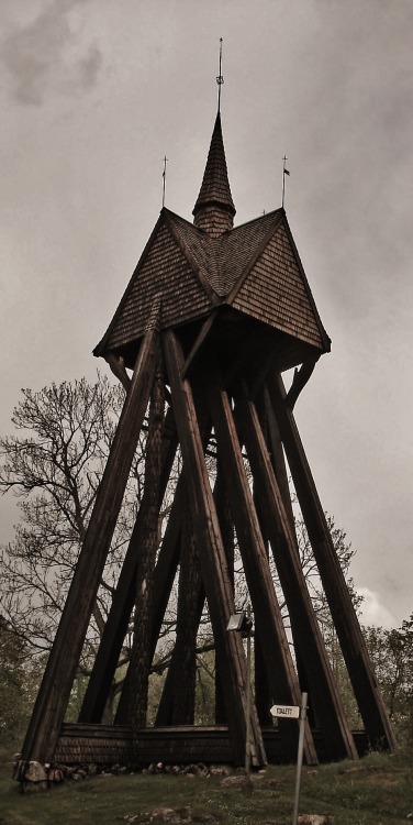 heathenharnow: In Scandinavia, these belltowers are a very common sight at the side of churches in t