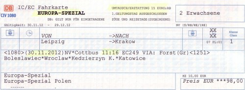 tramriot: Soon we´re off to Krakow. First Class train ride tramriot brought us train-tickets t